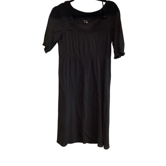 Theory Dazell Charm puff short sleeve Mini Dress Shift Scoop Neck Black Viscose - Picture 1 of 11